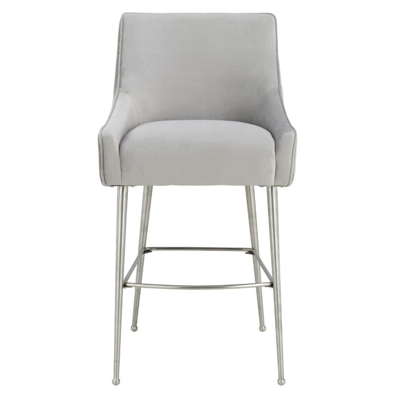 Beatrix Pleated Bar & Counter Stool, Light Grey - Image 2