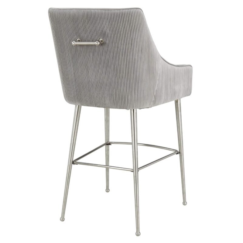 Beatrix Pleated Bar & Counter Stool, Light Grey - Image 3