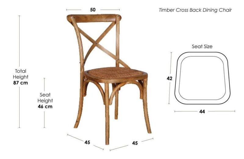 Cross Back Chair Wooden Back - Black - Image 4