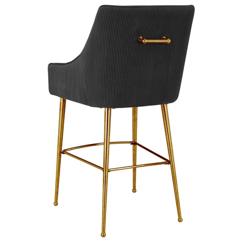 Beatrix Pleated Counter Stool, Black - Image 2