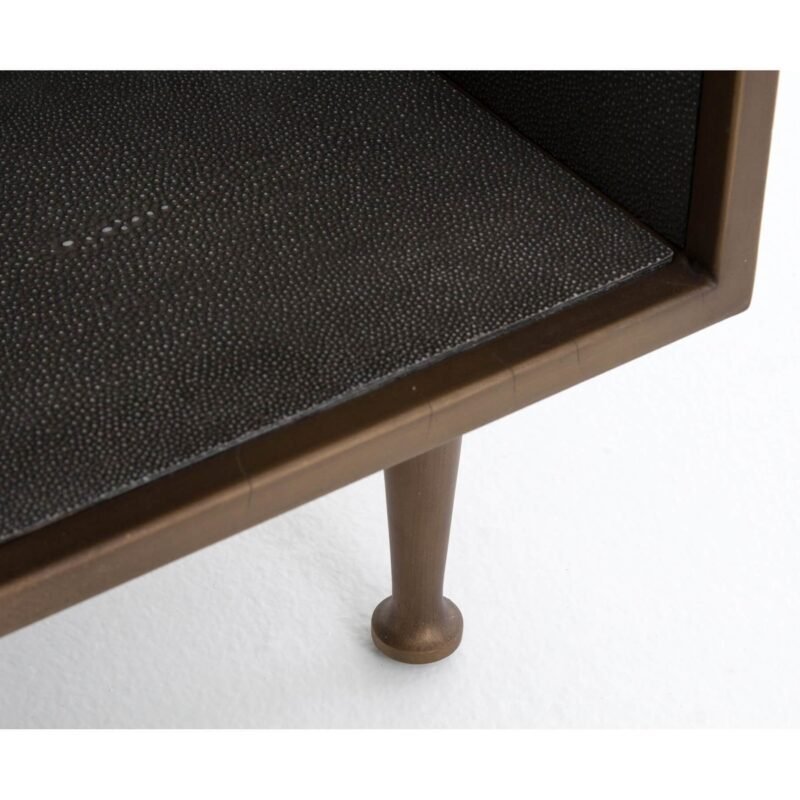 Shagreen Bedside Table, Antique Brass - Image 6